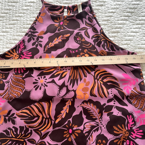 Tyche Pink Halter Mini Dress Tropical Floral Print Size Large - Picture 5 of 6